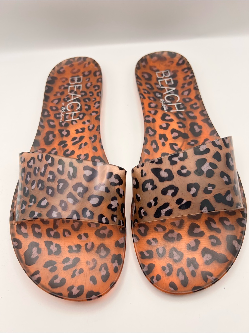 Beach by Matisse Sol Leopard Print Jelly Slide Sandals Size 9